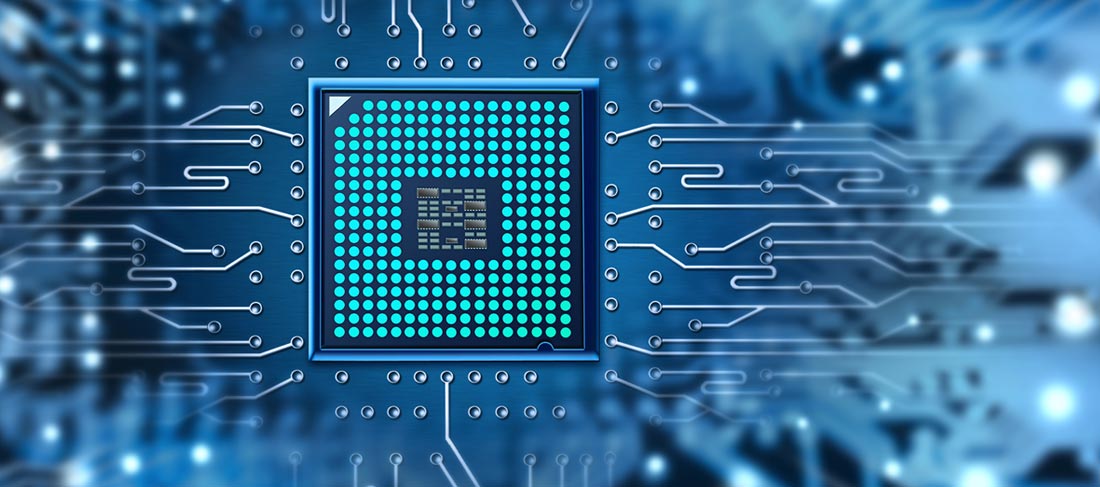 Microchip integrado en la placa madre de un ordenador