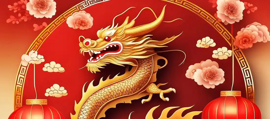 Feliz año nuevo chino 2024. año del dragón dorado